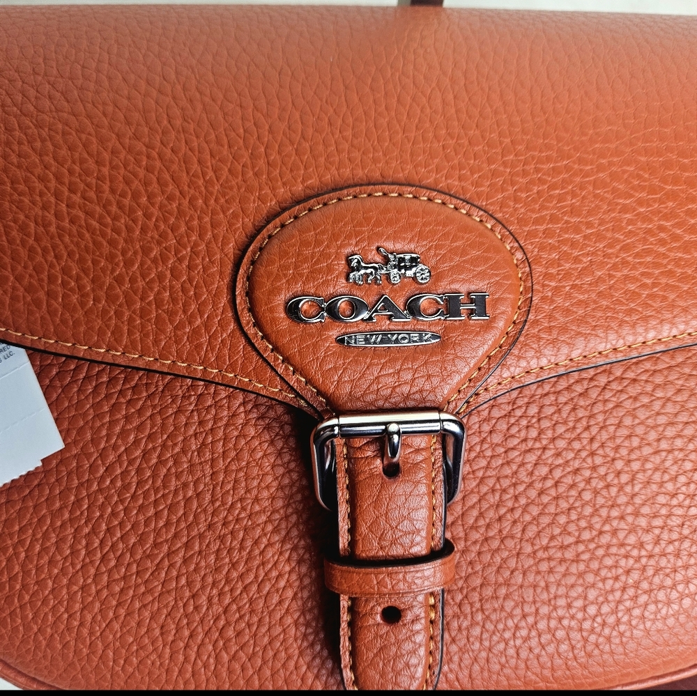 Coach Amelia Orange Saddle Bag with Silver Hardware NWT - Picture 5 of 10